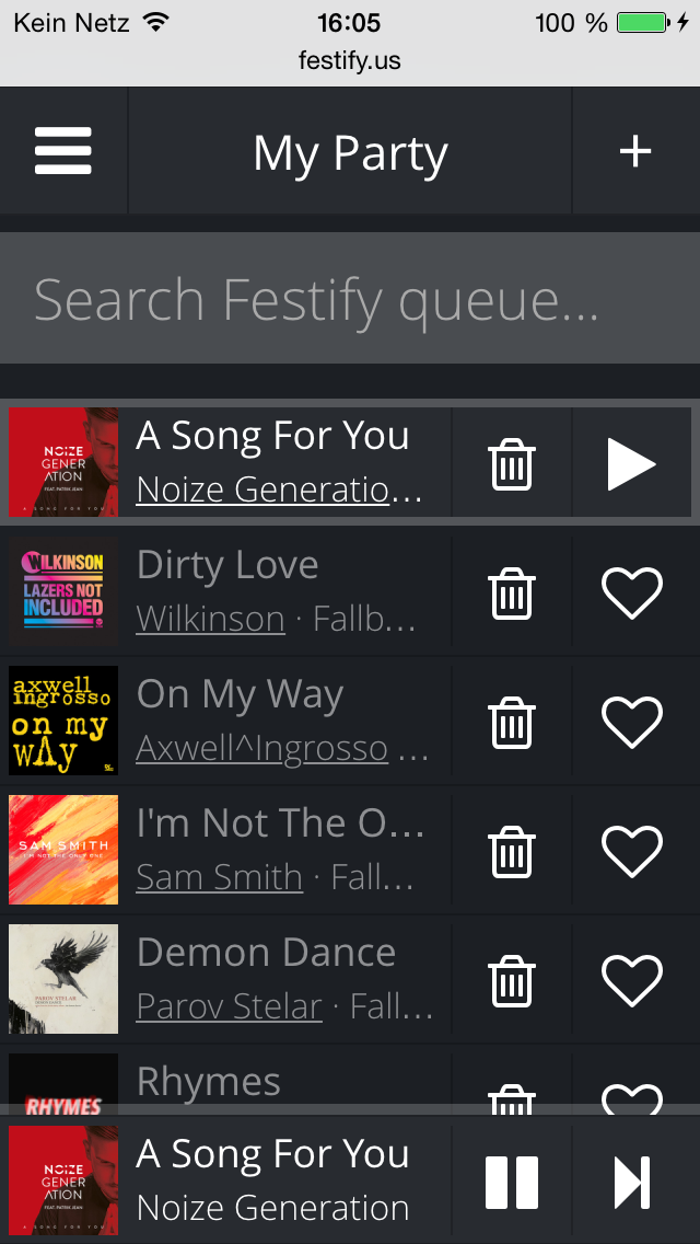 Screenshot of Festify v1 Web App