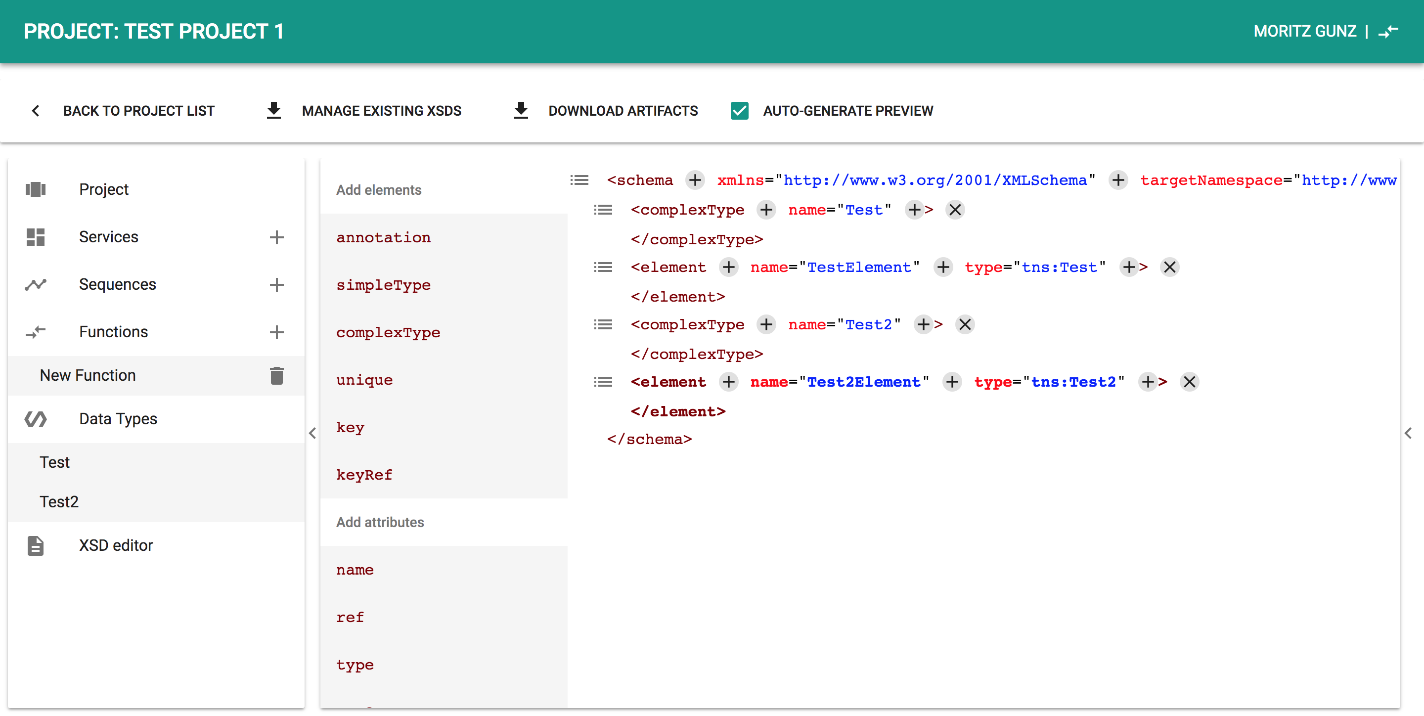 Screenshot of the OMP XSD Editor